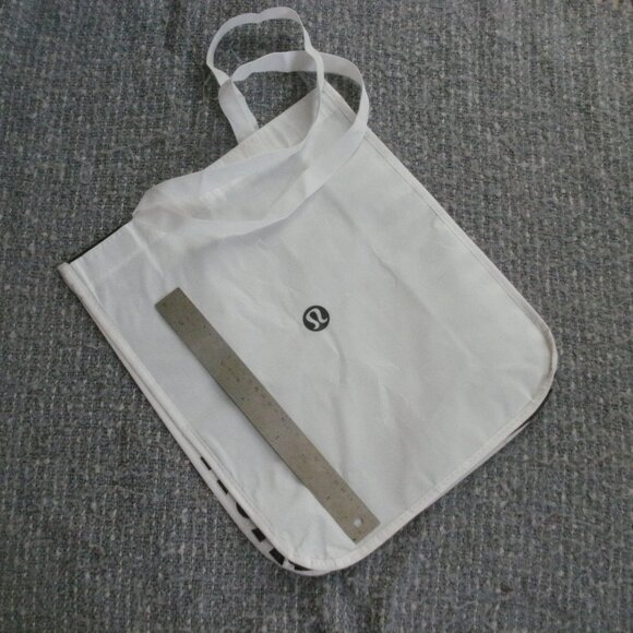 LULULEMON Large REUSABLE SHOPPING TOTE BAG 16" x 14"x 6" White & Black - Picture 1 of 3